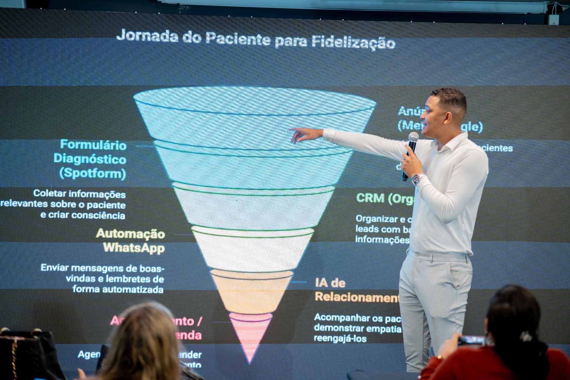 Jeremias Matra palestrando sobre jornada do cliente